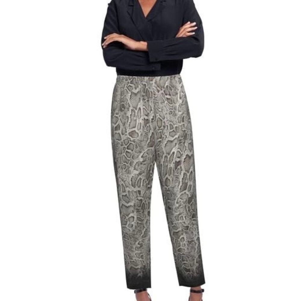 NWOT CAMBIO Pants Women ~S Grey Black Snakeskin Dip-Dye Stretchy Flowy Light